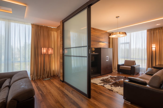 sliding panels for zoning the room