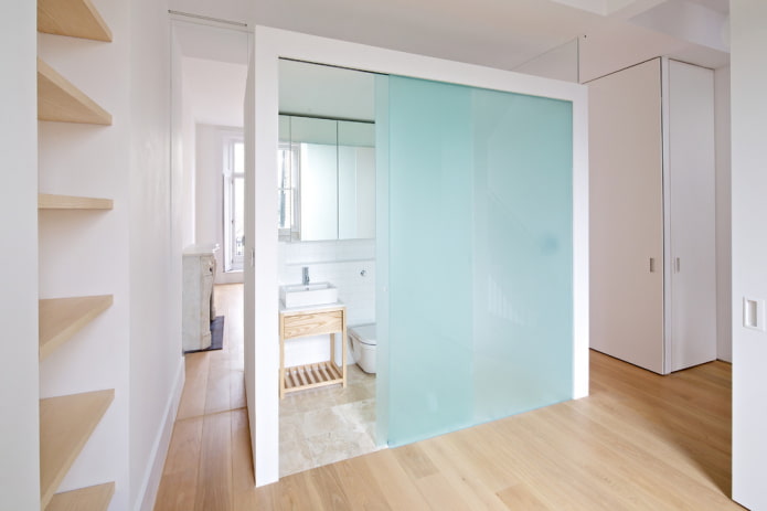 sliding panels in a niche