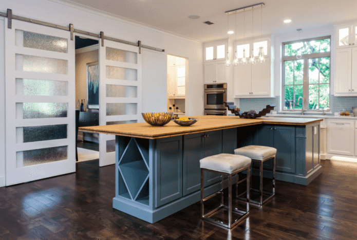 sliding door panels in the kitchen