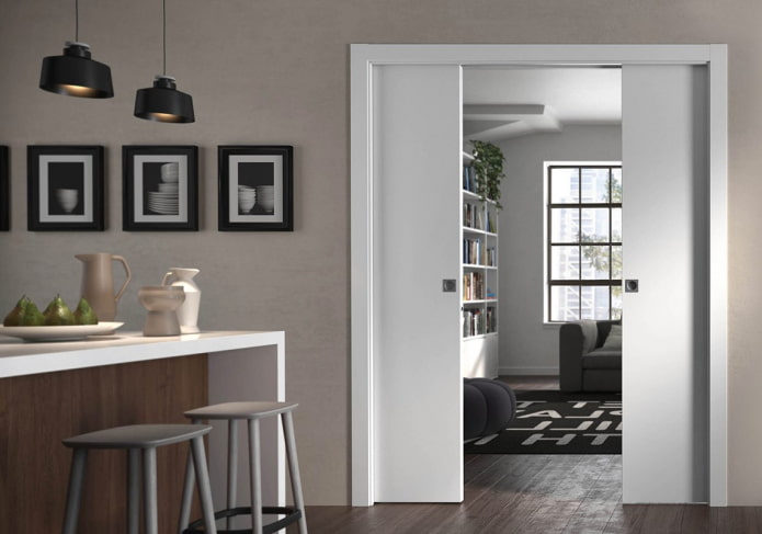 sliding pencil doors in the interior