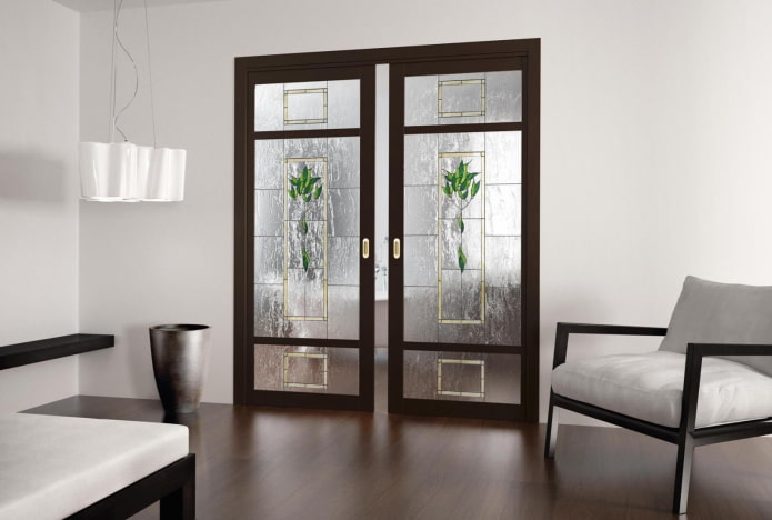 sliding stained glass doors in the interior
