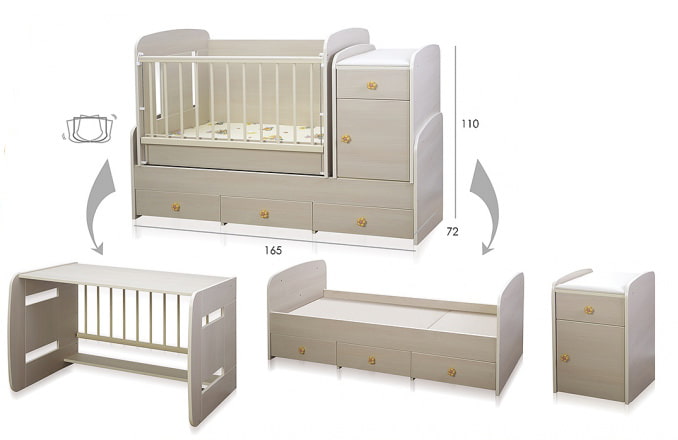 Size of a children's transforming bed