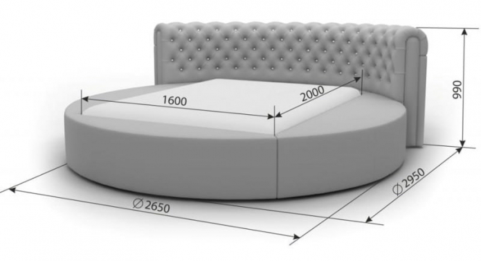 dimensions of a round bed