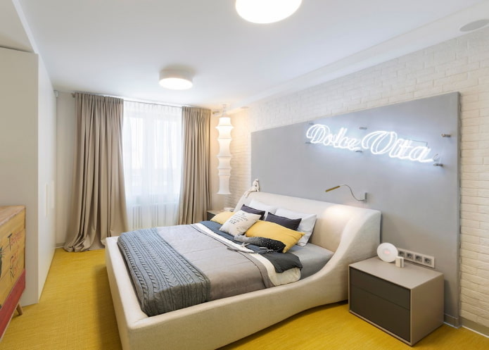 double bed in the bedroom interior