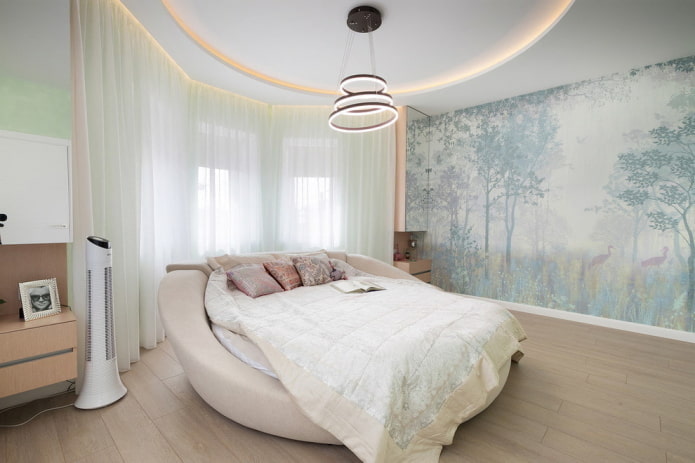 a round bed in the interior