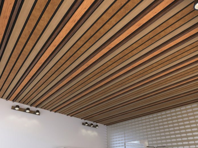 cube-shaped slatted suspended structure