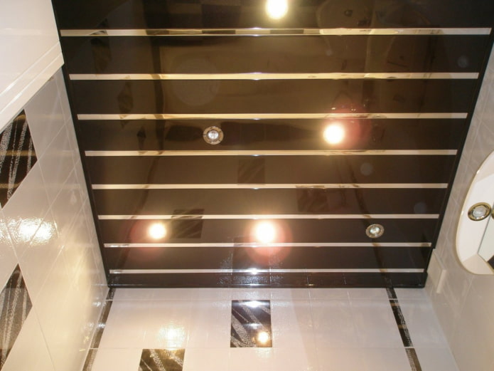 black slatted pendant structure