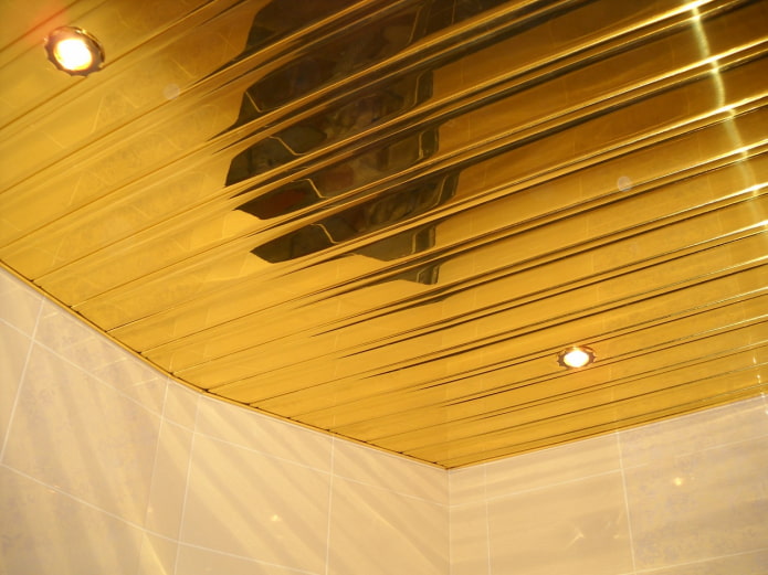 golden slatted pendant structure