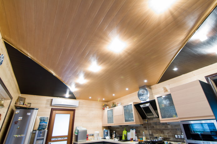 slatted suspended structure in the kitchen