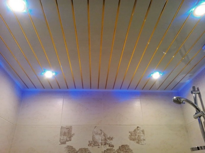 slatted suspended structure with backlighting
