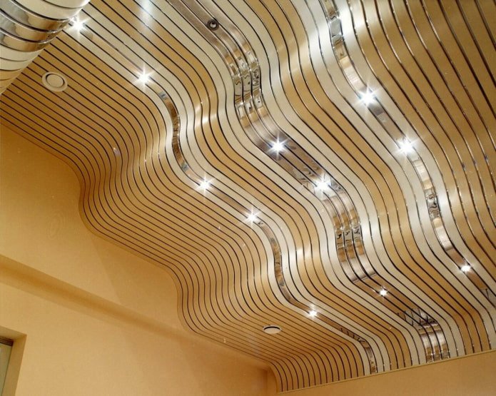 curved slatted suspended structure