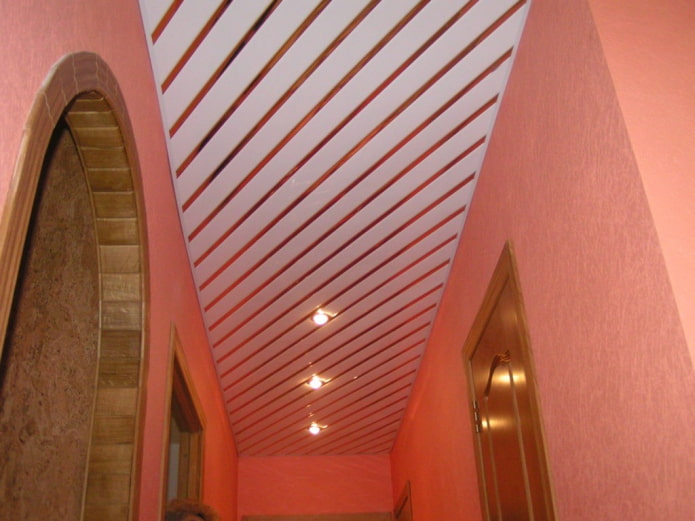 slatted suspended structure in the corridor