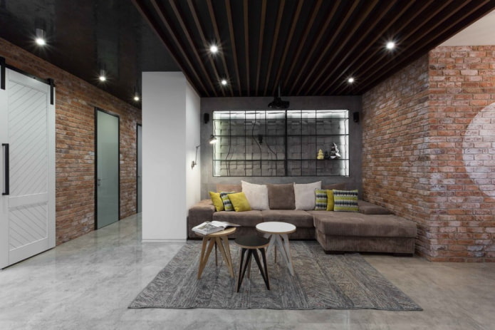 slatted suspended structure in loft style