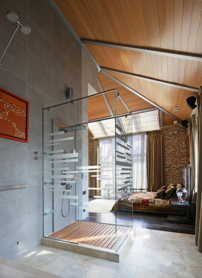 wooden slatted suspended structure