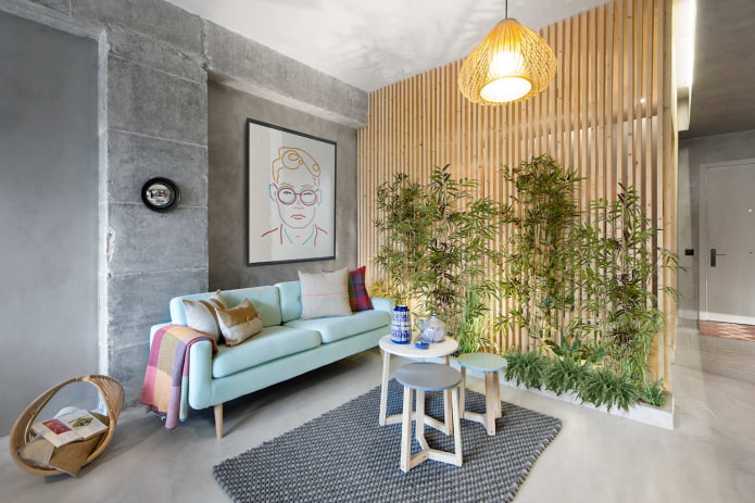 slatted partition in the living room