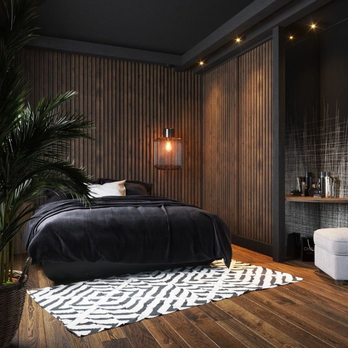 black bedroom interior