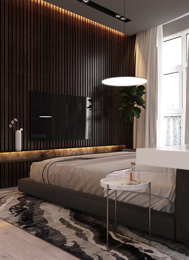 slatted wall for TV