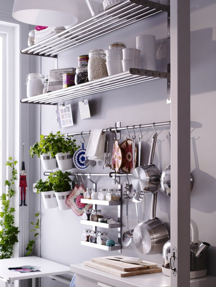 rail with shelves