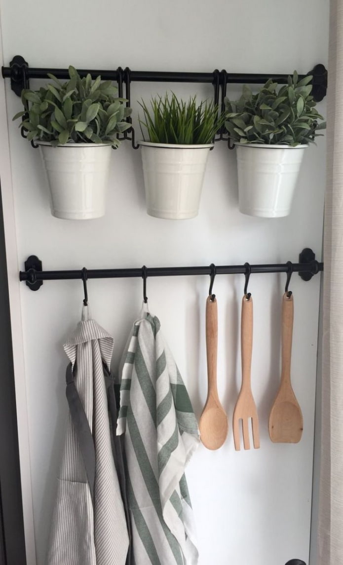 flowers in pots in the kitchen