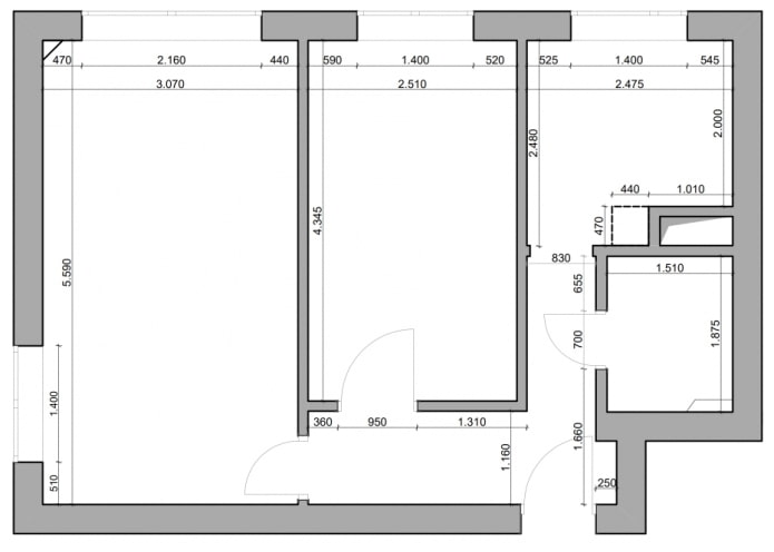 Khrushchevka layout diagram