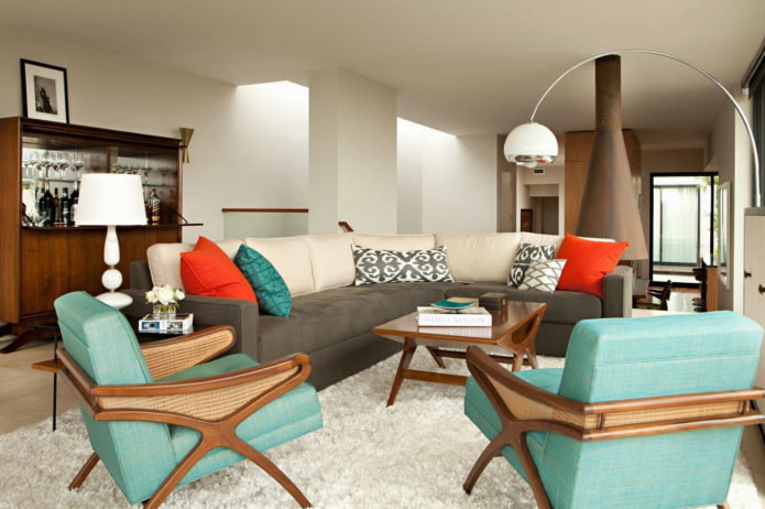 retro armchairs in the living room