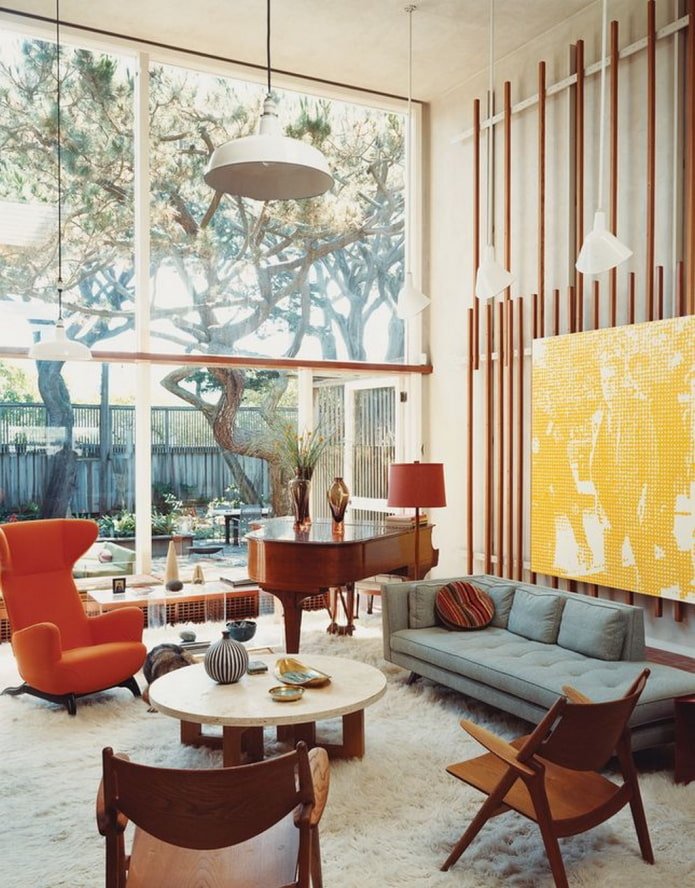 living room design with high ceilings