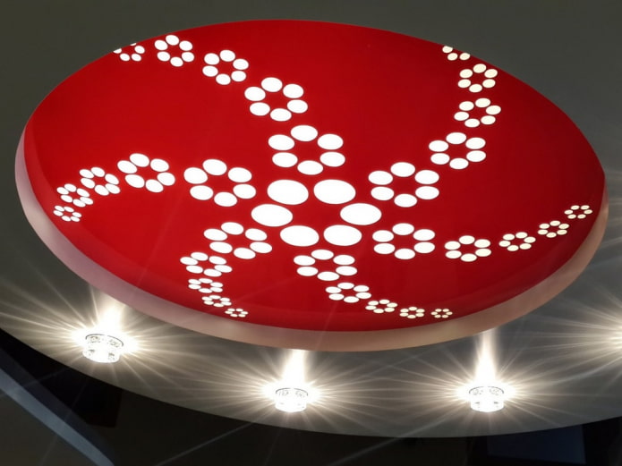 carved stretch ceiling red