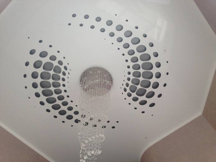 stretched fabric with perforation in the form of abstract patterns