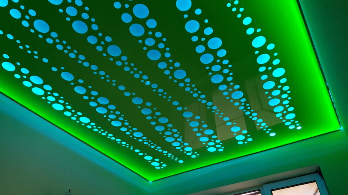 perforated canvas with illumination from cutouts