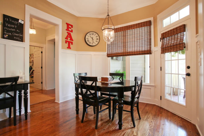 bamboo roman blinds in the dining room