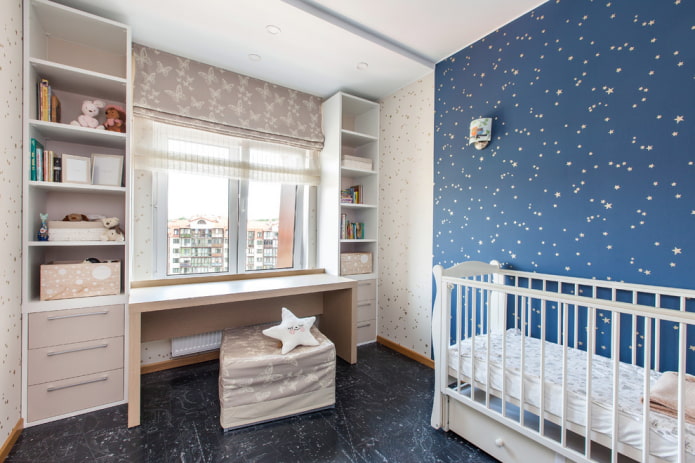 double roman blinds in the children's room