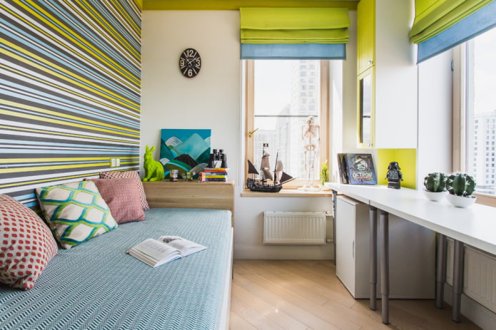 double roman blinds in the children's room
