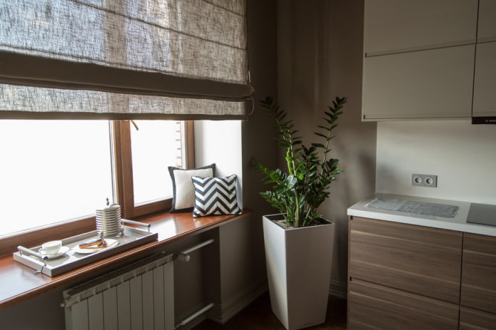 linen roman curtains in the kitchen