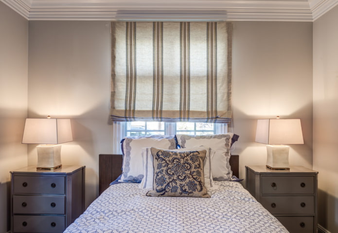 linen roman blinds in the bedroom