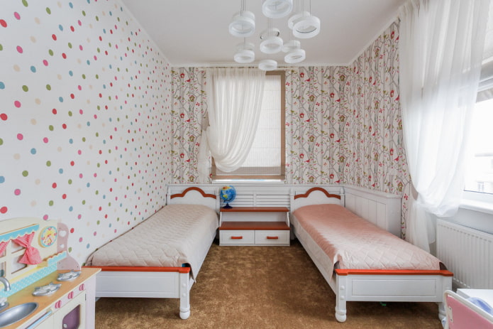 Roman blinds with curtains in the nursery