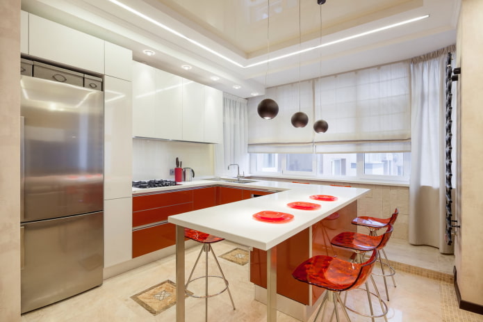 monochrome roman blinds in the kitchen