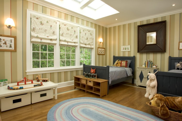 roman curtains in a boy's nursery