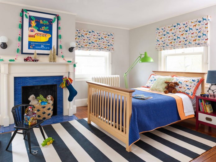 Roman blinds in a boy's nursery