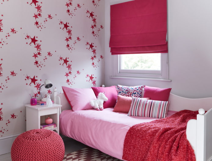 roman curtains in a girl's nursery