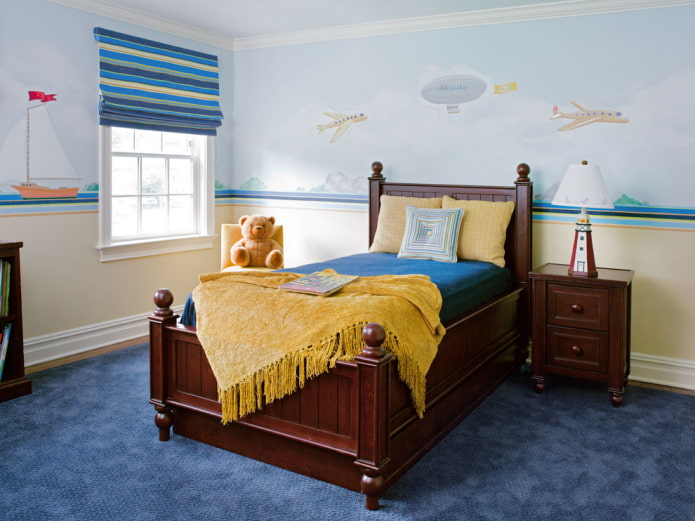 stripe roman blinds in the nursery