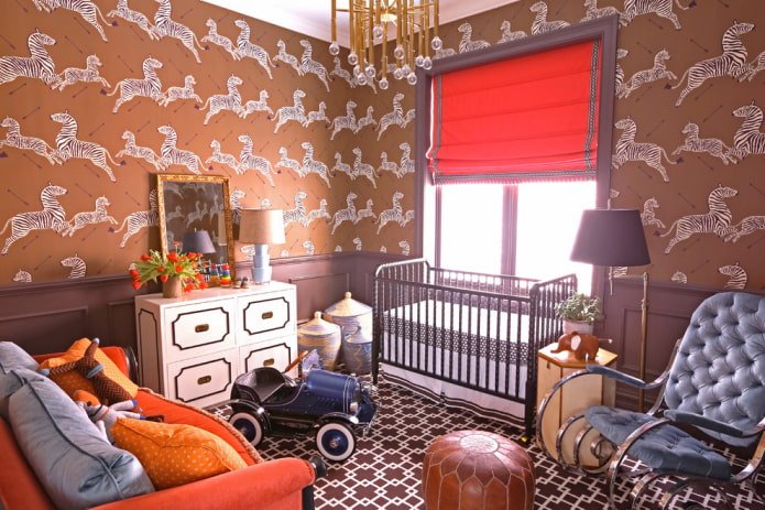 Roman blinds in the interior of the nursery