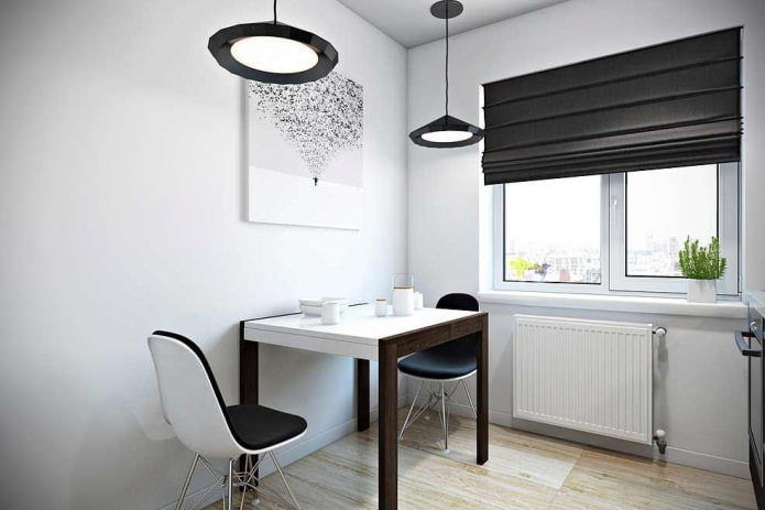 Roman blind in the kitchen interior