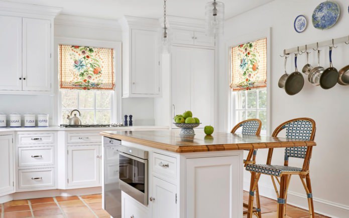 roman blind in the kitchen interior