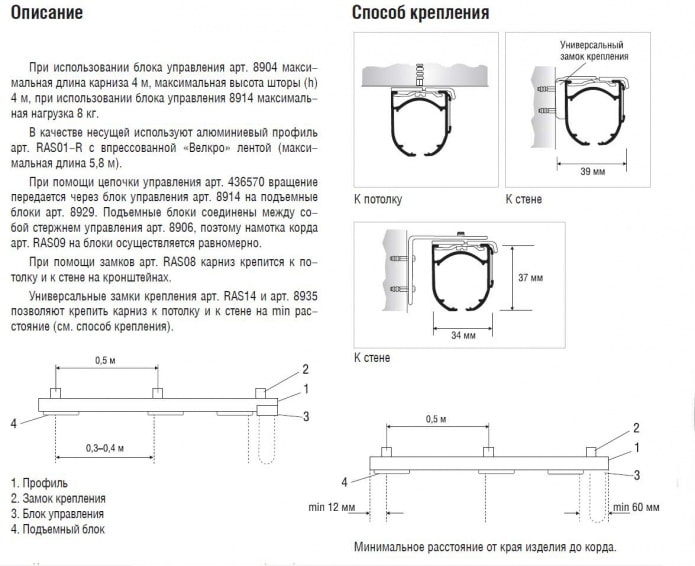 method of fastening a Roman curtain rod