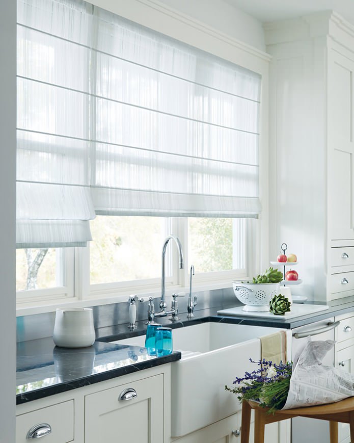 roman blind in the kitchen interior