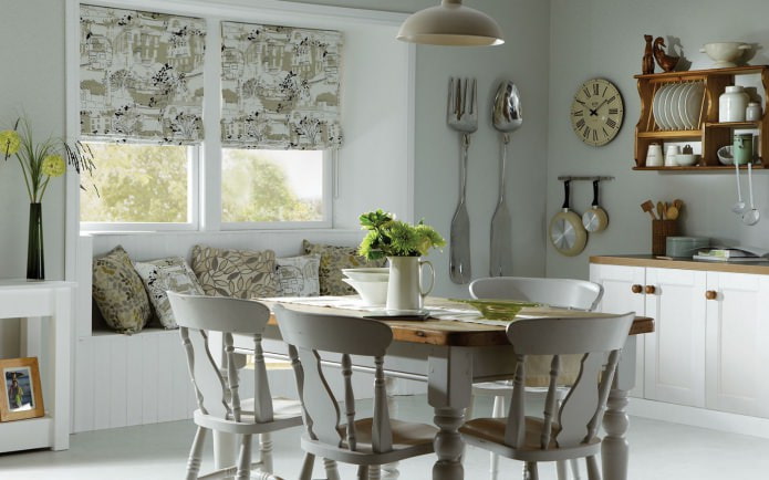 roman blind in the kitchen interior