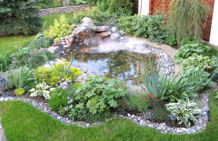 Rock garden with a pond