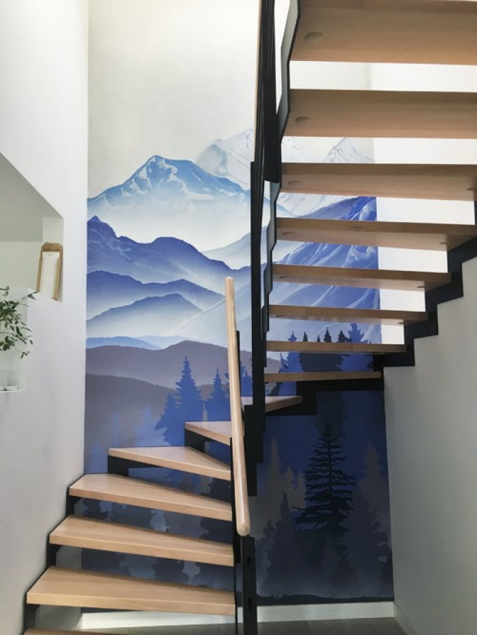 painting of walls on the stairs