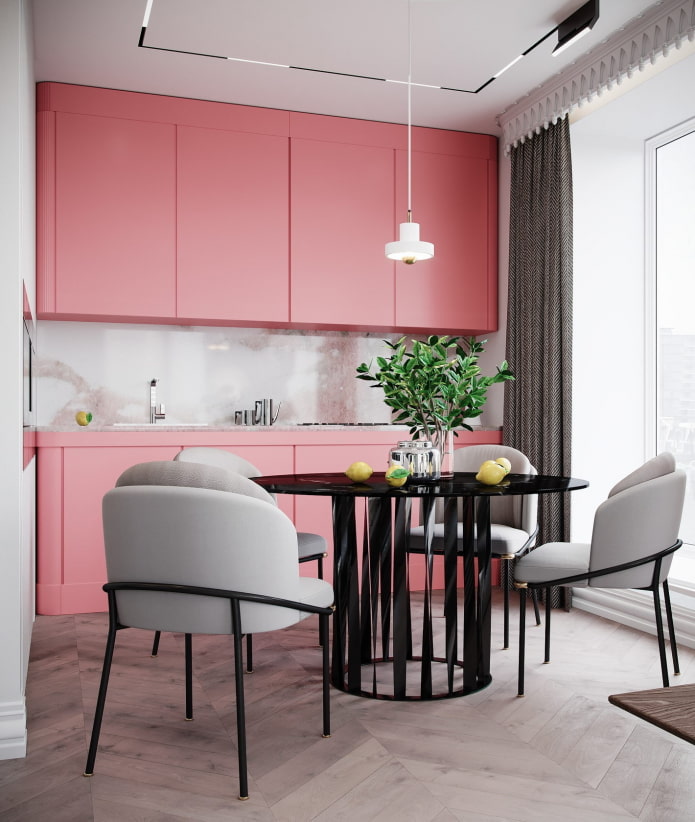 kitchen decoration in pink tones