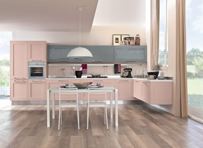 kitchen decoration in pink tones